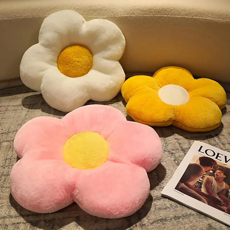 

50cm Plush Flower Cushion Colorful Flower Plush Toys Petal Floor Pillow for Home Decor Car Restaurant Decoration Throw Pillows