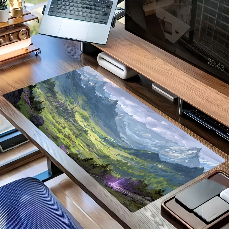 Large Fantasy Valley Castle Snow Mountain Scenery Gaming Mouse Pad - Ideal Perfect Gift for Gamers, Extra-Large Desk Mat