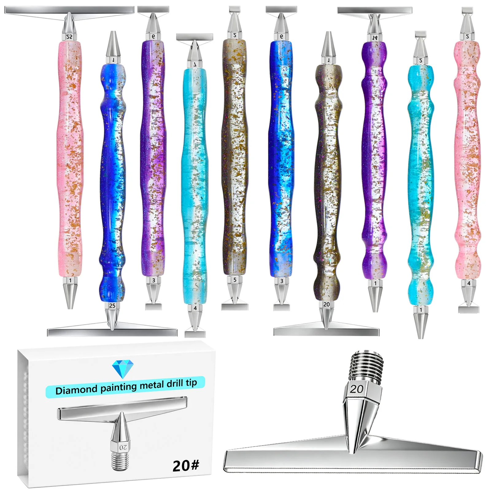 Thin 1-25 Heads Metal High Quality Diamond Painting Pen Tips Large Replacement Pen Heads Diamond Art Tool Pen Accessories