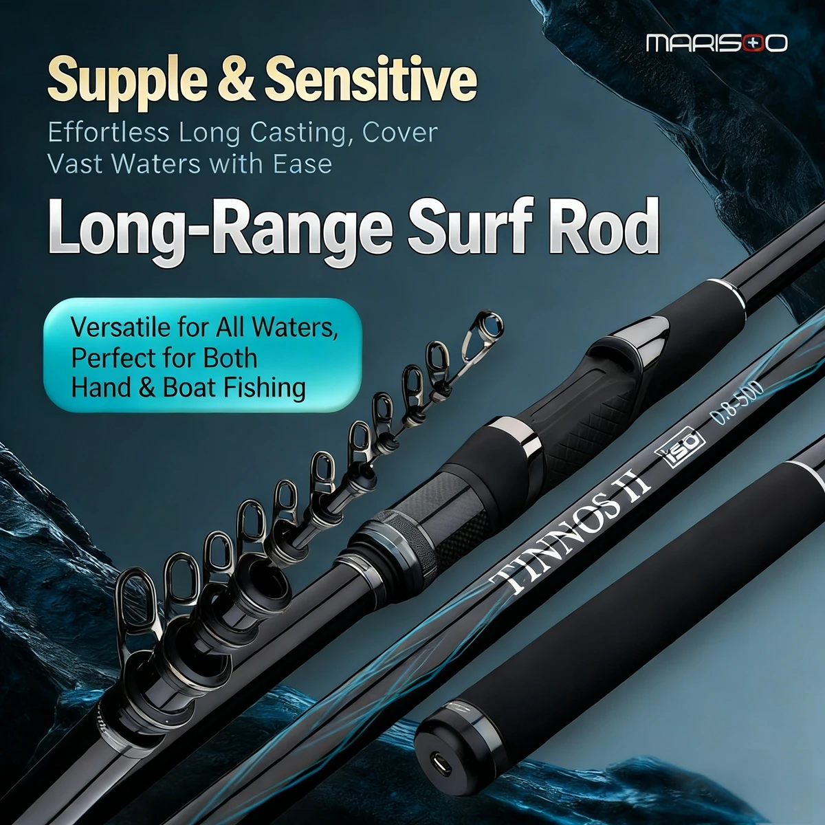 MARISOO TINNOS II 30T+36T High Carbon Hard Fishing Rod, Hand & Sea Dual Use Rock Fishing Rod for Black Bream & Red Sea Bream