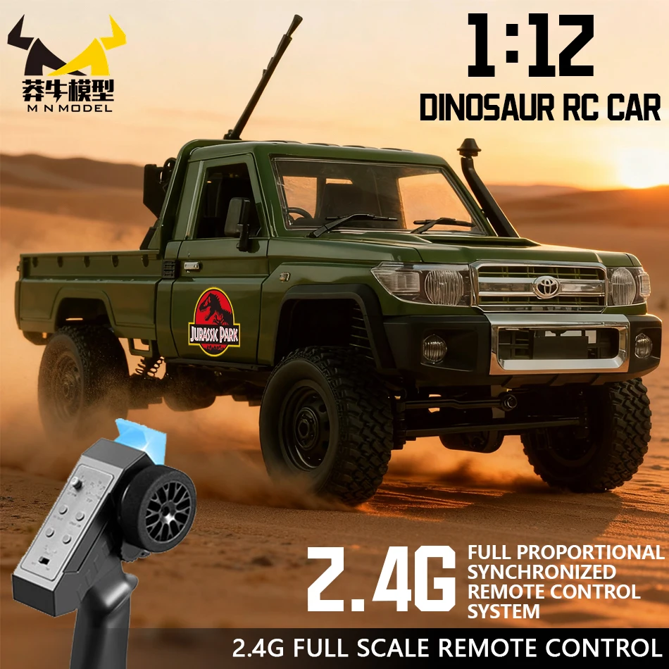 

MN MODEL 1:12 4WD RC Off-road Tour Dinosaur Car Rock Crawler Climbing LC79 Flak Gun Truck Terrain Vehicle Model Toy for Adult