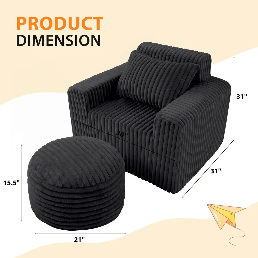 

Bean Bag Chair for Adults with Pillow, Giant Bean Bag Chairs with Ottoman, Comfy Dorm Chair with High Backrest amp Wider Armres