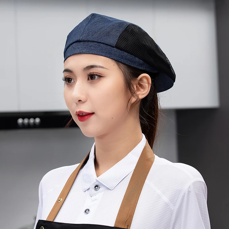 Summer Restaurant Woman Chef Hat Hotel Kitchen Breathable Cowboy Mesh Cap Catering Man Waiter Berets Canteen Cooking Caps