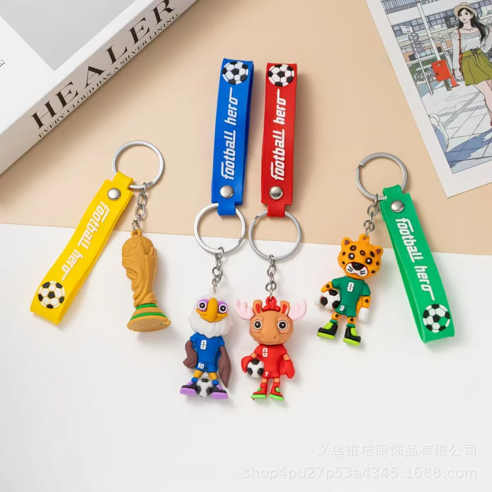 

2026 Soccer Game Keychain Pendant Football Mascot Keyring Business Event Small Gift Cartoon Soccer Trophy