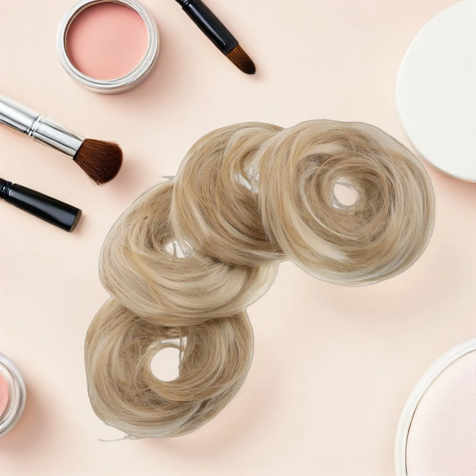 

4pcs Hair Extensions For Women Messy Bun Style Chignon Accessory Lightweight Elastic Band Updo Tool Fake Bun Hairpiece Portable
