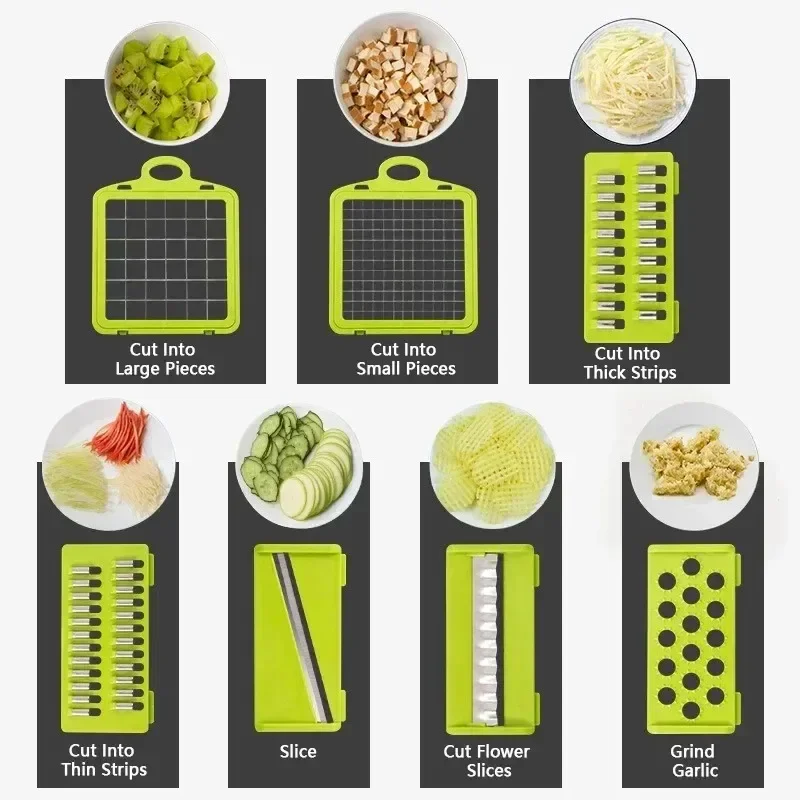 14/16 in 1 tritatutto multifunzionale per verdure manico griglia per alimenti tritatutto per alimenti affettatrice per verdure Dicer Cut Kitchen