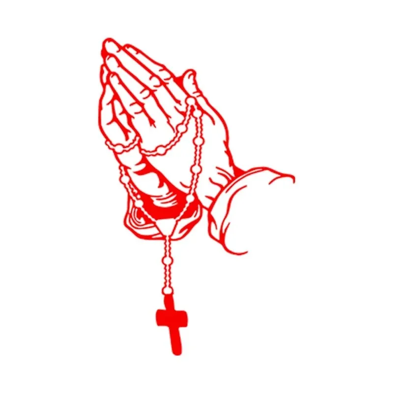Autocollant de voiture, chapelet en perles, dieu jésus-Christ, geste de prière, style automobile, fenêtre en verre, moto, 15cm, PVC KK