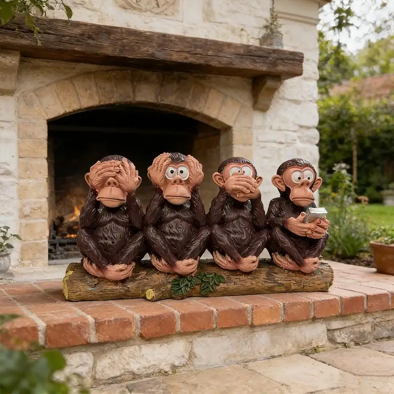 Monkey Figurine Ornament: Don't See, Don't Hear, Don't Speak, Don't Smell，Suitable for both outdoor and indoor use