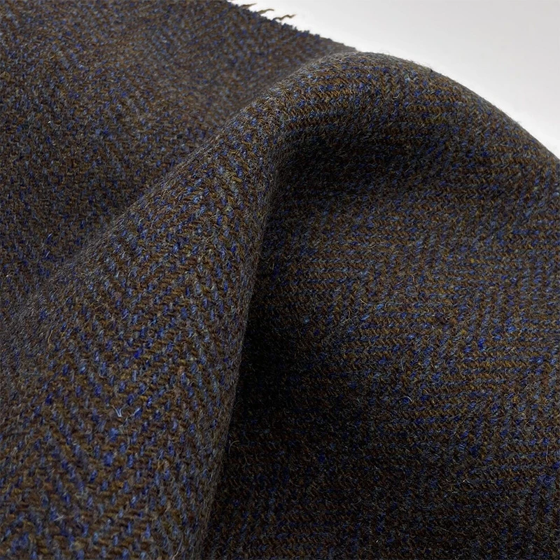 2 Yards Imported thickened blue and brown contrasting double-sided soft pure wool fabric Fall and winter outerwear fabrics