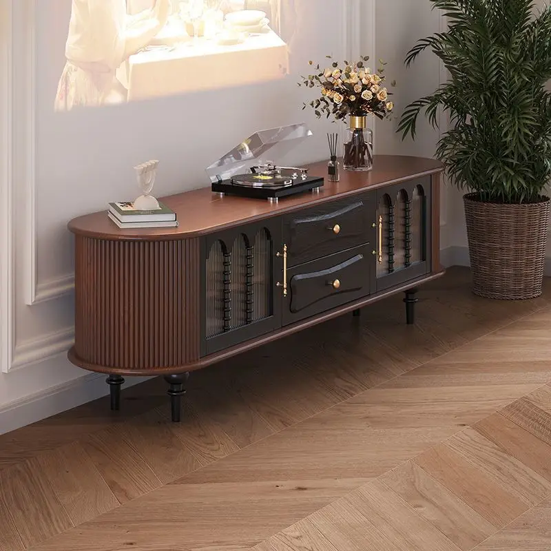 ريترو، خشب متين، خزانة تلفزيون، أسود، شقة صغيرة، غرفة معيشة، خزانة، أثاث القرون الوسطى #3