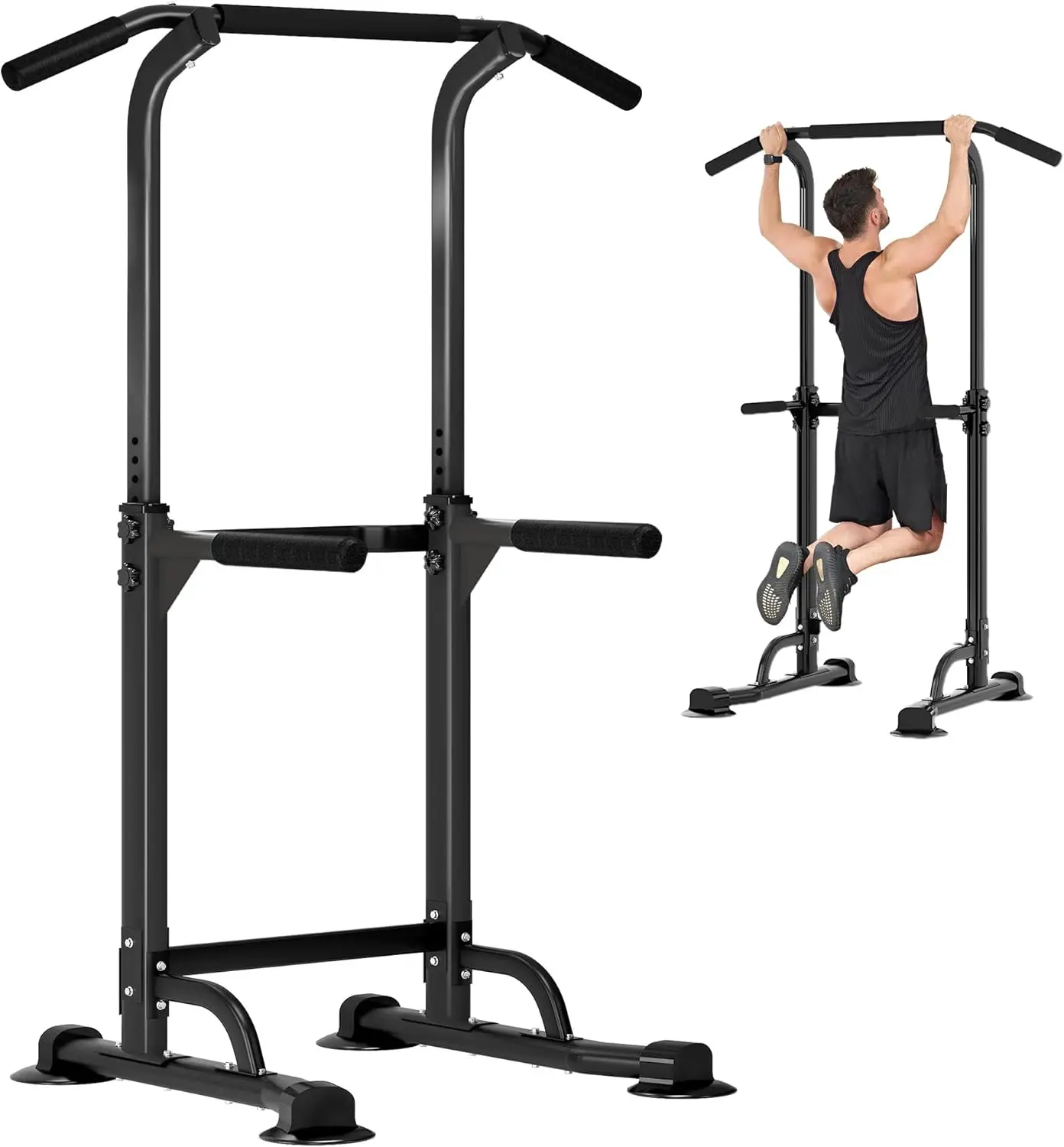 

Pull Up Bar, Power Tower Dip Bar, Pull Up Bar Free Standing with 10 Levels Adjustable Height for Home Gym Workout Equi