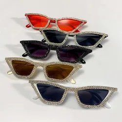 Vintage Cat Eye Sunglasses Woman Fashion Decor Party Sun Glasses with Rhinestones Stylish Brand Design Lady Sun Glasses
