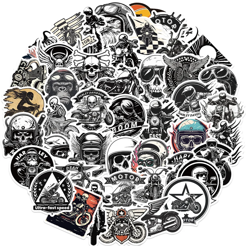 50pcs DIY Vintage Retro Motorcycle Stickers For Phone Ipad Laptop Scrapbook Suitcase Scrapbooking Materiales Custom Sticker