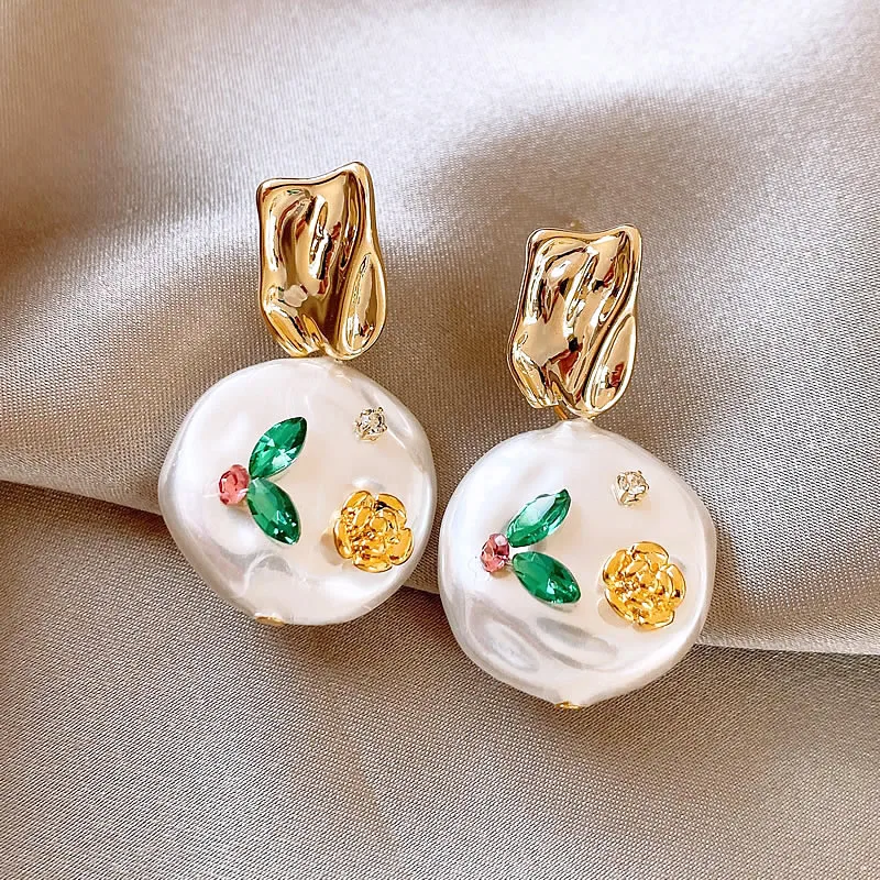 Monet Garden Imitates Baroque Pearl Earring Design With Unusual Temperament Jewelry For Women and Girls Light Luxury Accessories