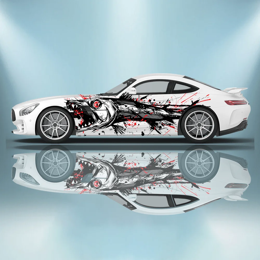 

Horror Fish Bones Splash Car Vinyl Wraps Decal Self-adhesive PVC Sticker Suitable for Trucks SUV Decor Auto Accessories Gift