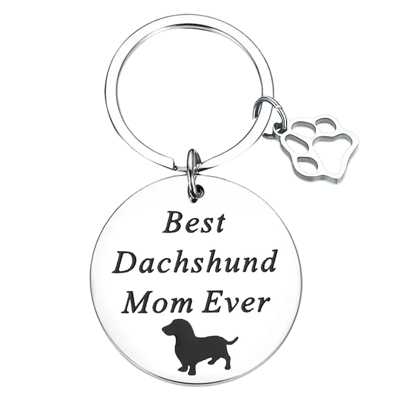 Dog Owner Gifts Keychain Pendant Best Dachshund Mom Ever Key Chain Dog Lover Gift Paw Print Pet Owner Rescue Gift