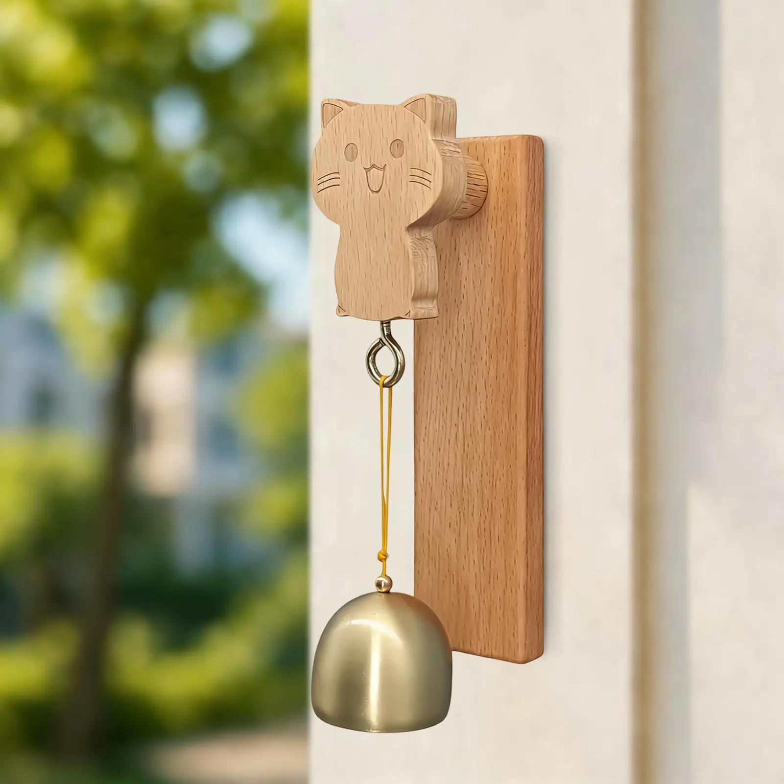 Door Chimes for Home Wooden Adhesive Wind Chime Shopkeepers Bell for Door Opening for Outdoor Indoor Garden Yard Entrance Fence