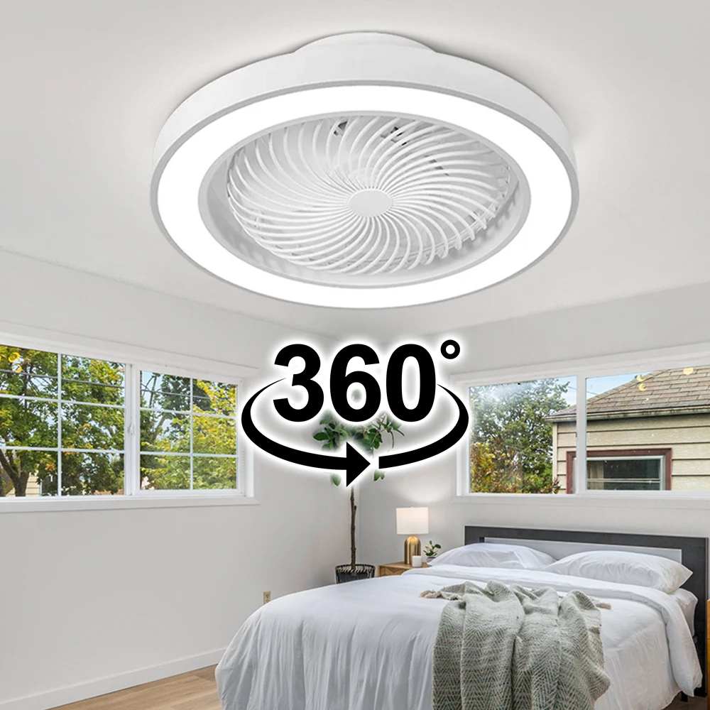 

360 Degree Rotating Ceiling Circular Fan Light, Remote Control, 3-color Ceiling Lights for Living Room, Bedroom, and Dining Room