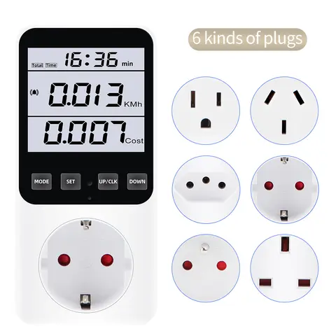 220 V/120 V AC Misuratore di Potenza Digitale Wattmetro Presa di Potenza Kwh Prova Contatore di Energia Analizzatore di Consumo Elettrico EU FR US UK AU BR