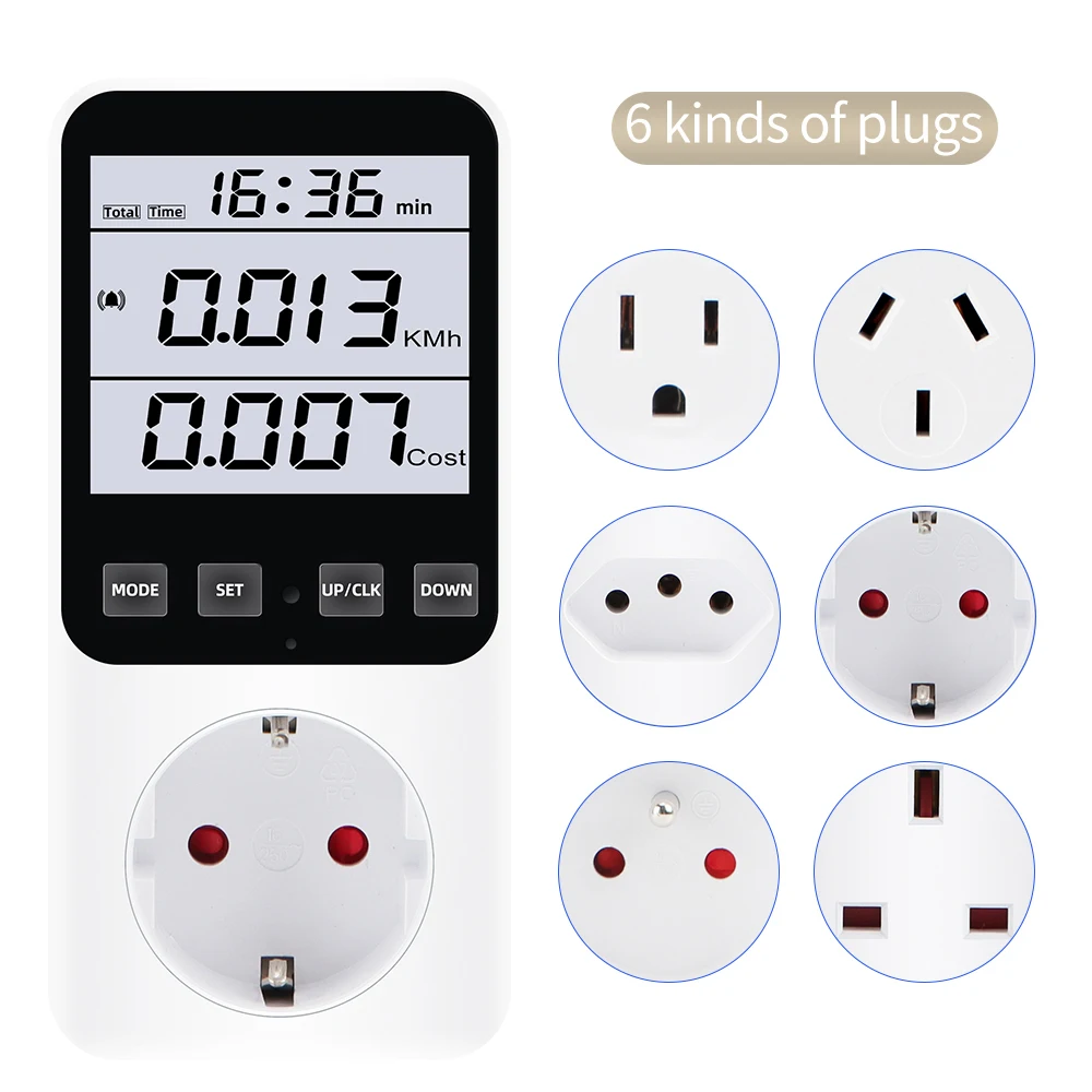 Digital Power Meter Wattmeter Soquete Wattagem Kwh Test Energy Meter Electric Consumption Analyzer eu fr us uk au br 220v 120v ac