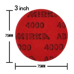 Mirka Abralon 차량용 스폰지 사포 폼 백 후크 루프 연마 버핑 디스크, 75mm 그립 디스크 플록 시트, 3 인치