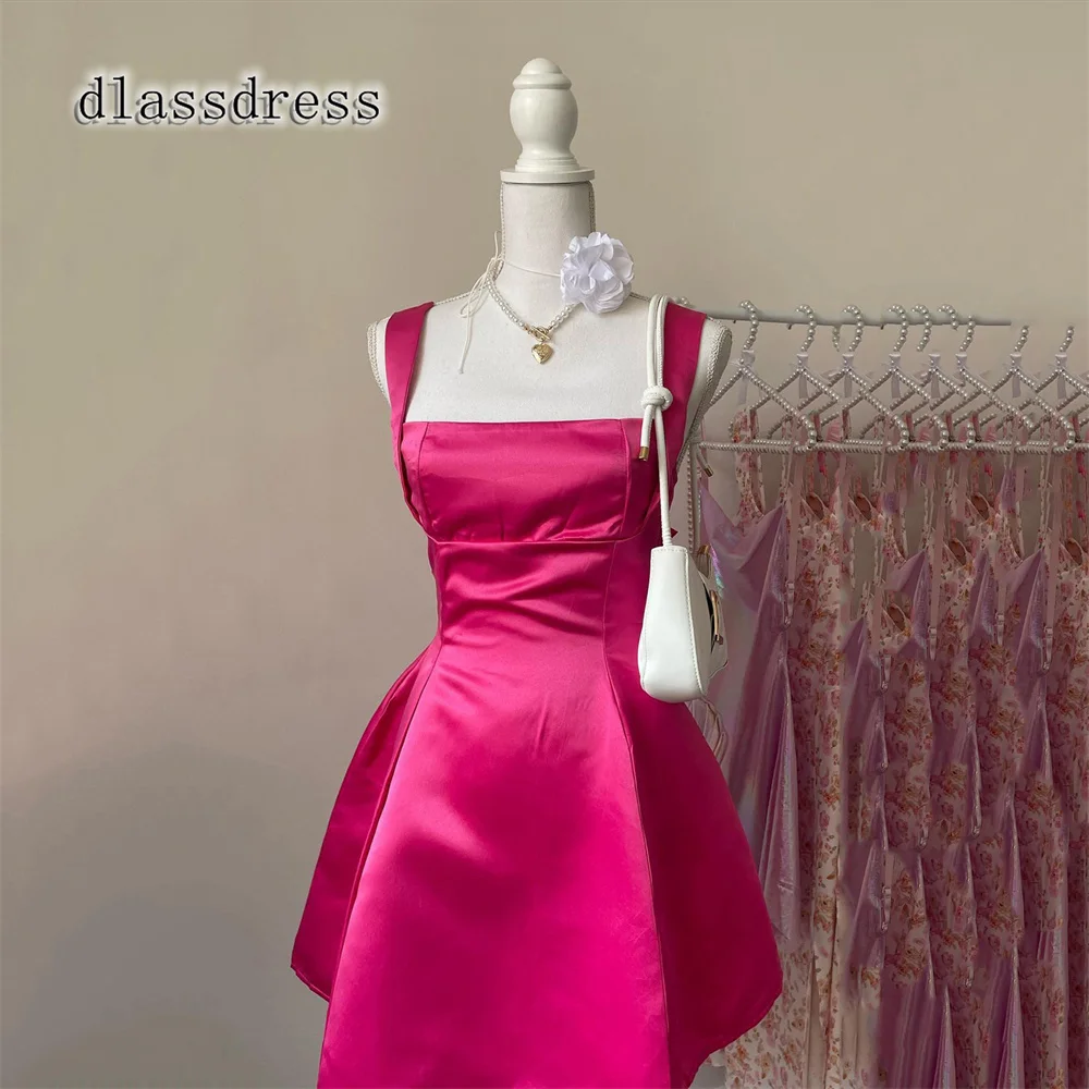 

Cute A-line Square Neck Homecoming Dresses For Graduation Mini Satin Bow Sleeveless Cocktail Dresses Elegant Party Dresses Woman