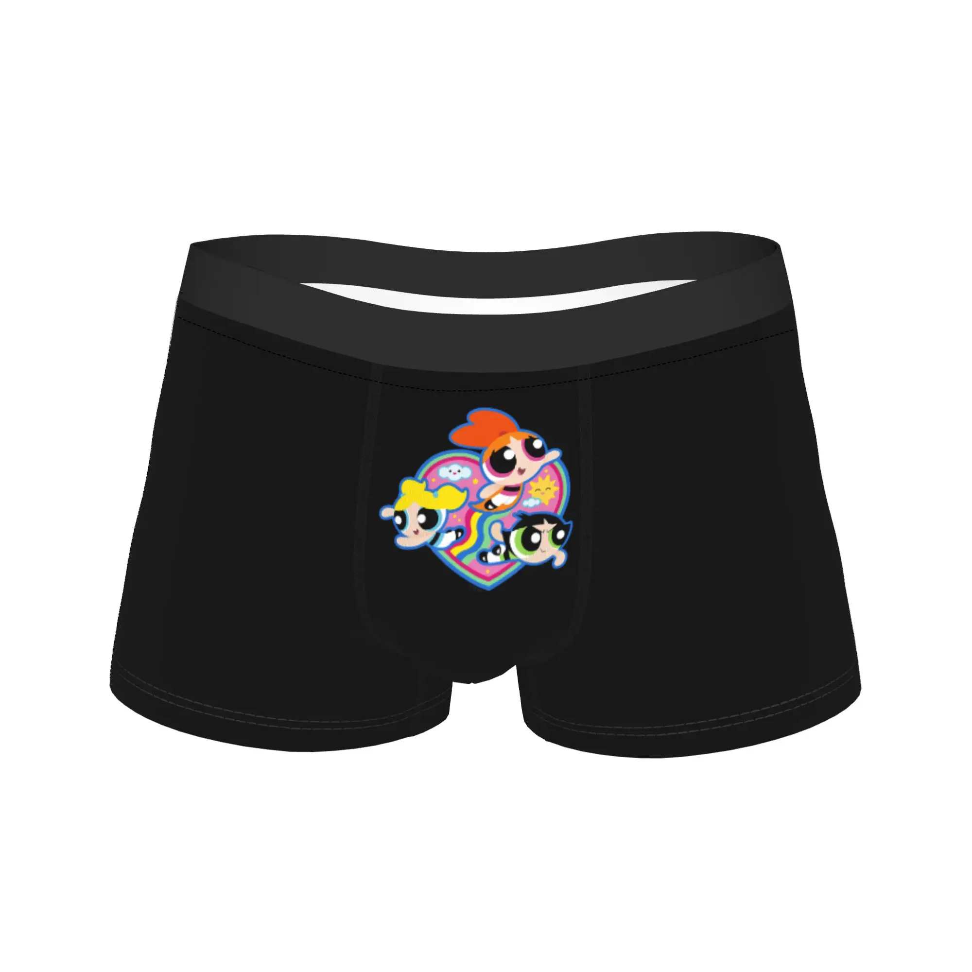 Men P-Powerpuffs Girl Cartoon Long Underwear  Hot Boxer Briefs Shorts Panties Male Soft Underpants M-XXL