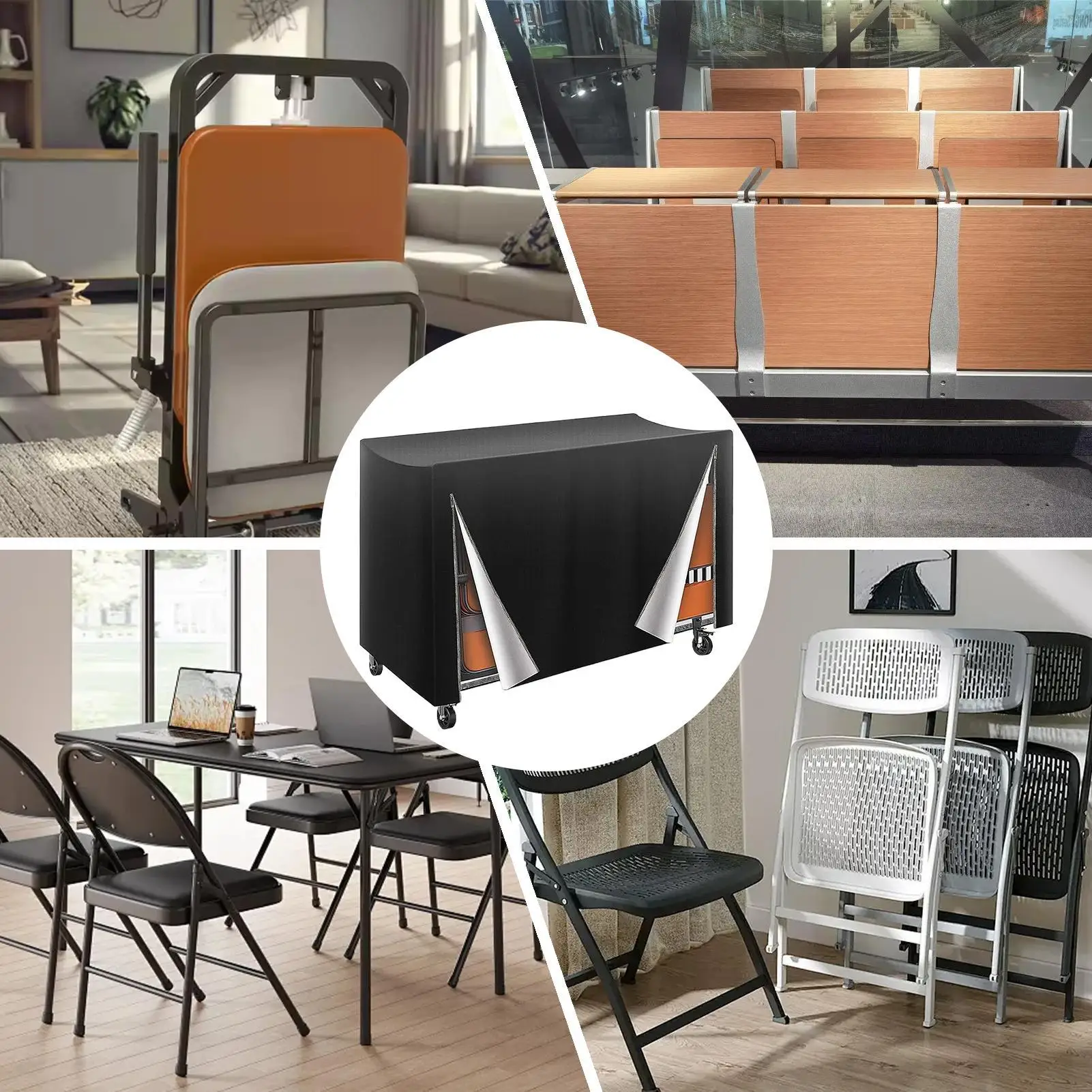 

Folding Chair Cart Cover Waterproof Windproof Shield 73x35x42 Inch Folding Chair Rack Dust Cover 420D For Outdoor Indoor Camping