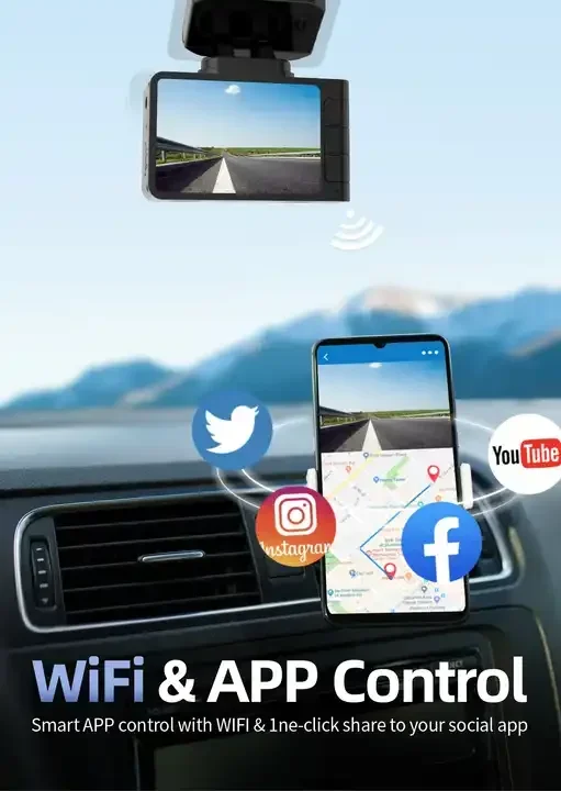 Wolfbox Dealer D07  Dual Double Dvr Car Front and Rear 4k 1080P Night Vision Hidden Dash Cam Black Box With WIFI GPS view 6