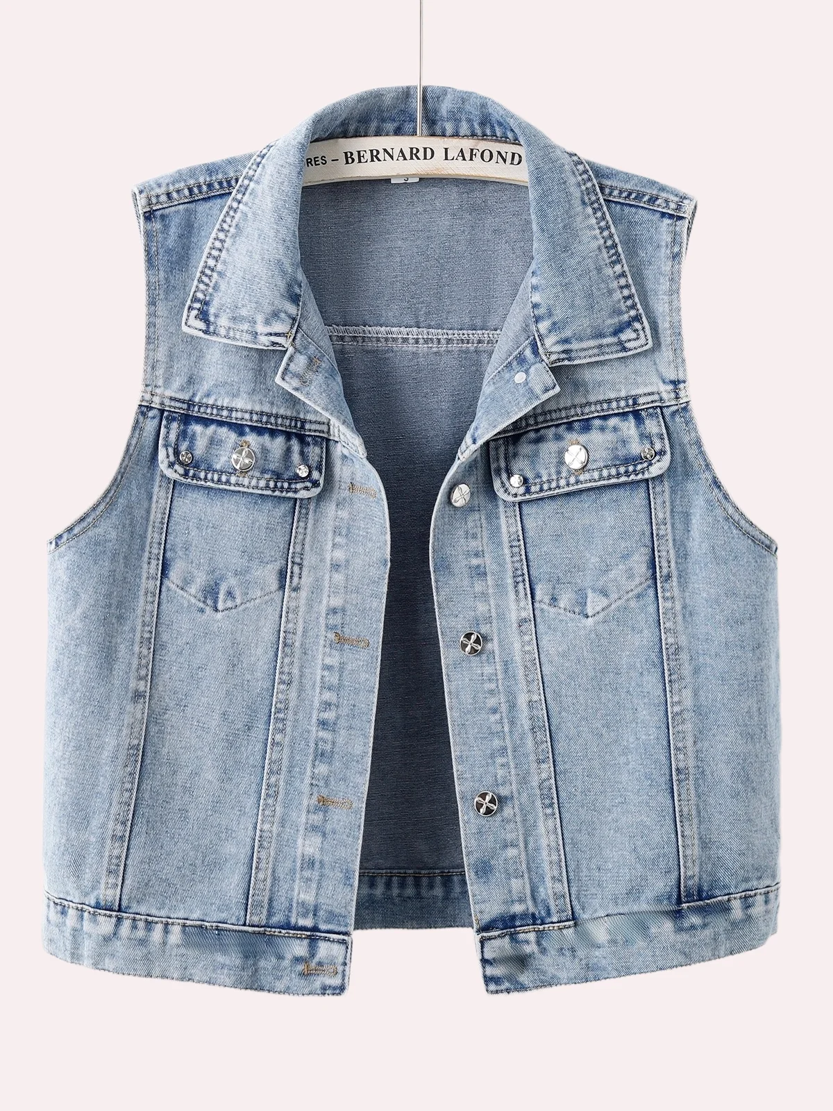 Damska kamizelka jeansowa na wiosnę i jesień, luźna, codzienna, uniwersalna, bez rękawów, odzież wierzchnia, z poduszkami na ramiona, kołnierz.