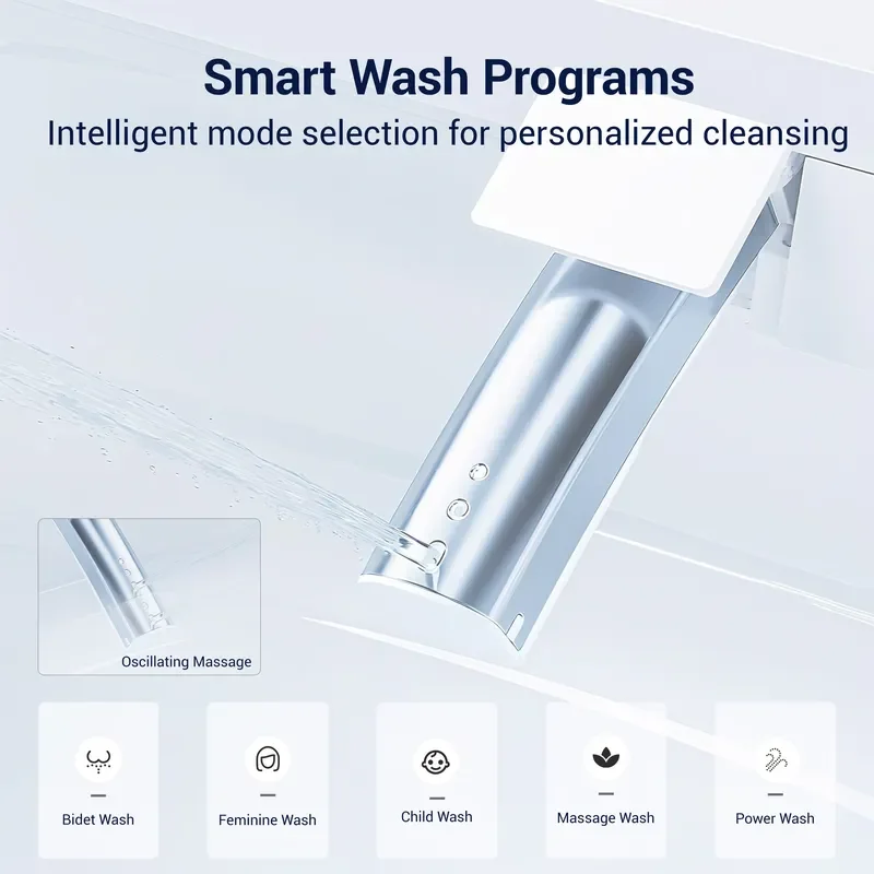 Smart Energy-Efficient Family-Friendly U-Shaped Bidet Toilet Seat Antibacterial Child Mode Sensing Heating Features Elongated