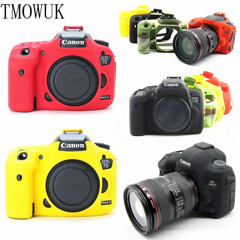 

For Canon EOS R 6D 7D 5D Mark II III IV 200D 70D 80D 750D 4000D 5D4 SL2 T100 T7i 7DII Silicone Case Skin Cover DSLR Camera Bag