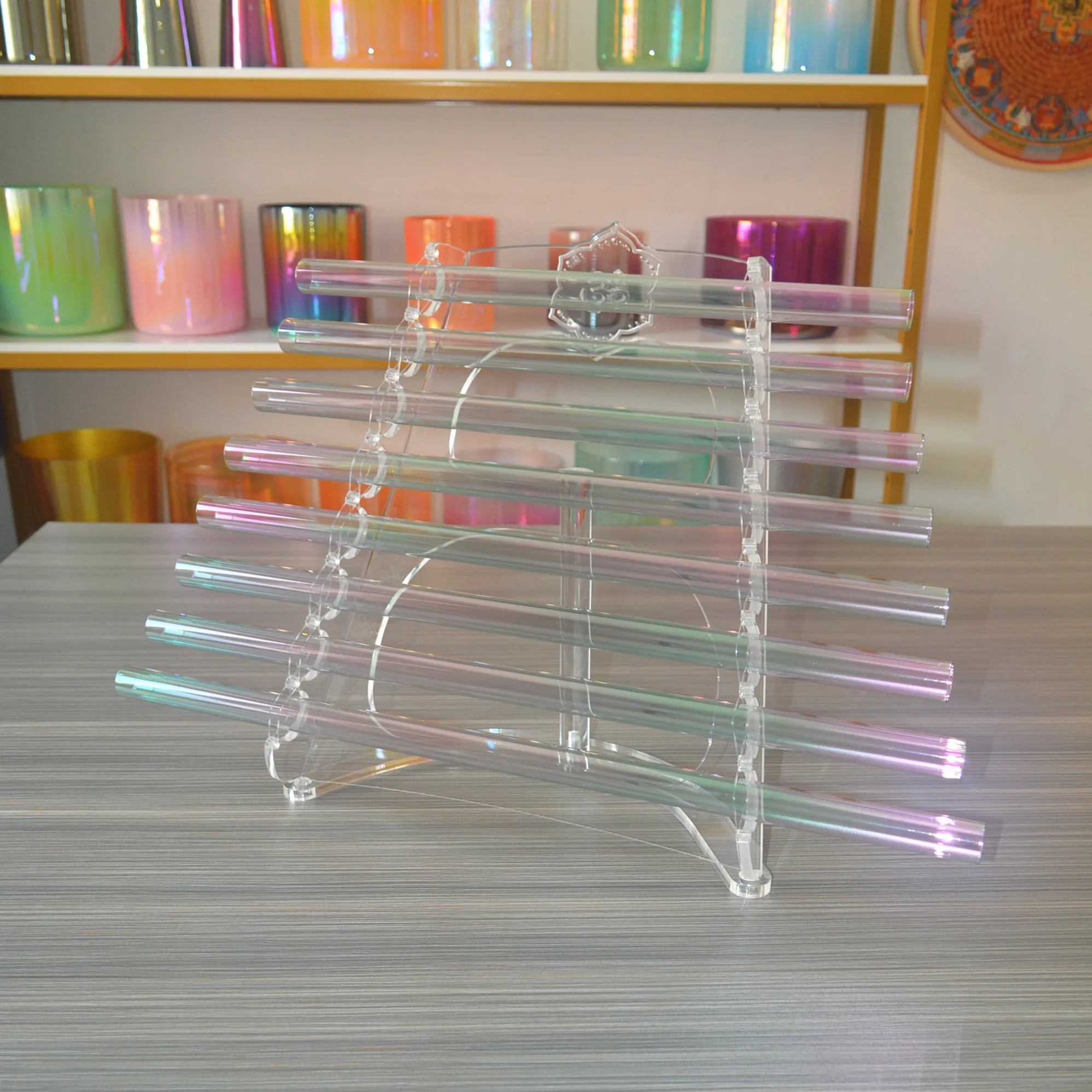 

Titanium Type Seven Color Crystal Singing Harp with Stand Chakra Notes 432hz Crystal Harp Musical Instrument Quartz Harp