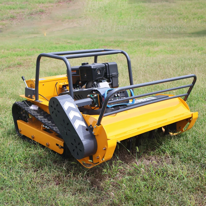 Customized Petrol Driven Flail Lawn Mower, Autonomous GPS Robot four‑stroke Mower for hillside slope mowing assignment