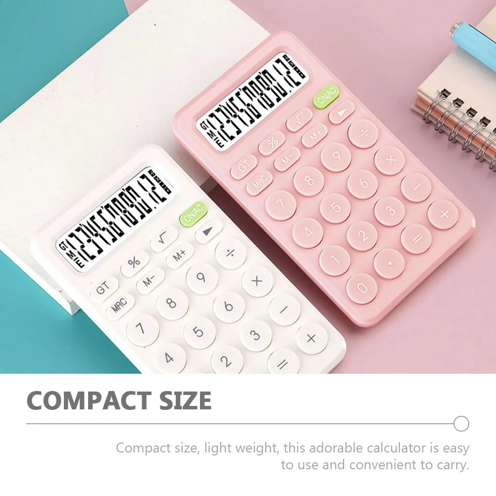 

Plastic Calculator Non slip Base Round Button 8 bit Display Kids Students School Office Pink Lightweight Compact Easy