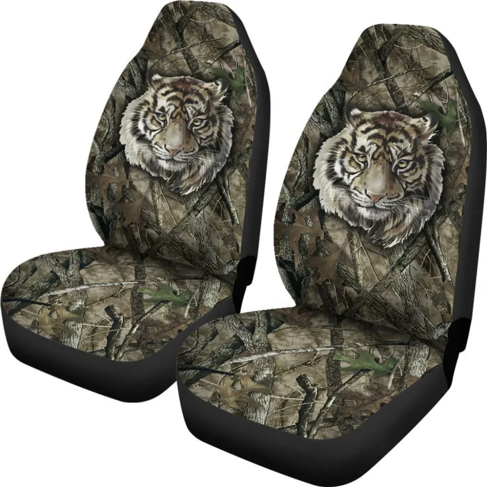 Camo Tiger Car Seat Covers Amazing Gift Ideas,Pack of 2 Universal Front Seat Protective Cover