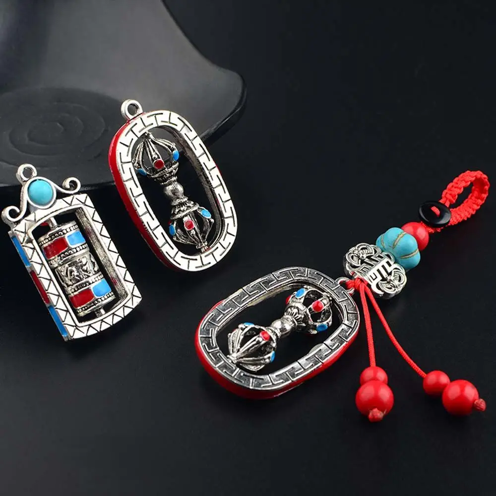 Tibetan Six-character Mantra Keyring Accessories Prayer Wheel Pendants Car keychain Vajra Pendants Buddhist keychain