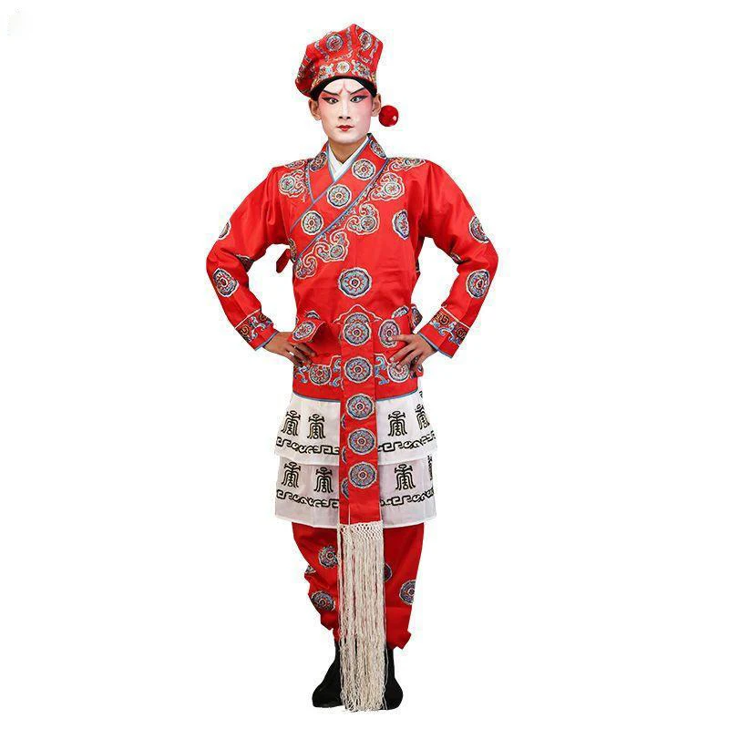 Satin silk mandarin Jacket + Pants + Hat Peking Opera men's drama costumes wusheng clothes Operas Kungfu Fighter men's clothing