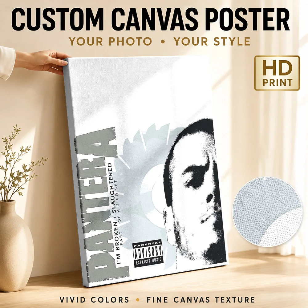 Pantera Slaughtered Face Detail Canvas Poster Personalized Photo Detailed Illustration Wall Art For Record Shop Listening Area