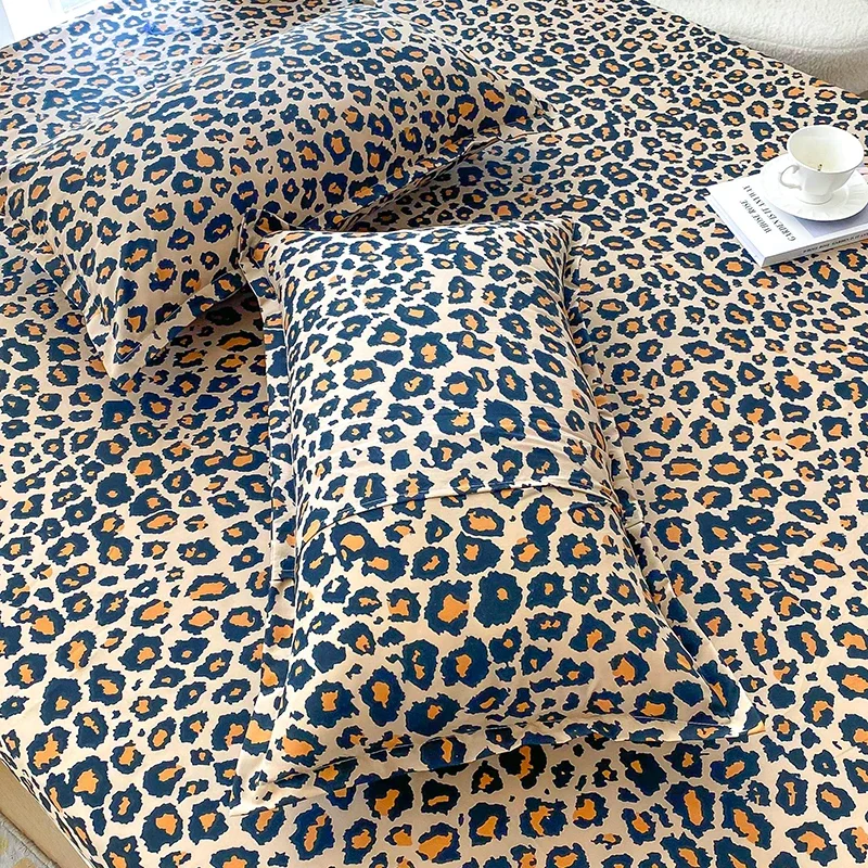 Queen/King Size Bed Sheet Leopard Printed Bottom Sheets for Double Bed Sabanas Cama 150x200 Single Drap Housse Bedsheets 180x20