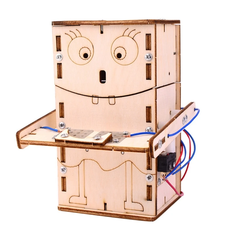 Diy brinquedo mecânico caixa dinheiro modelo educacional kits cofrinho elétrico