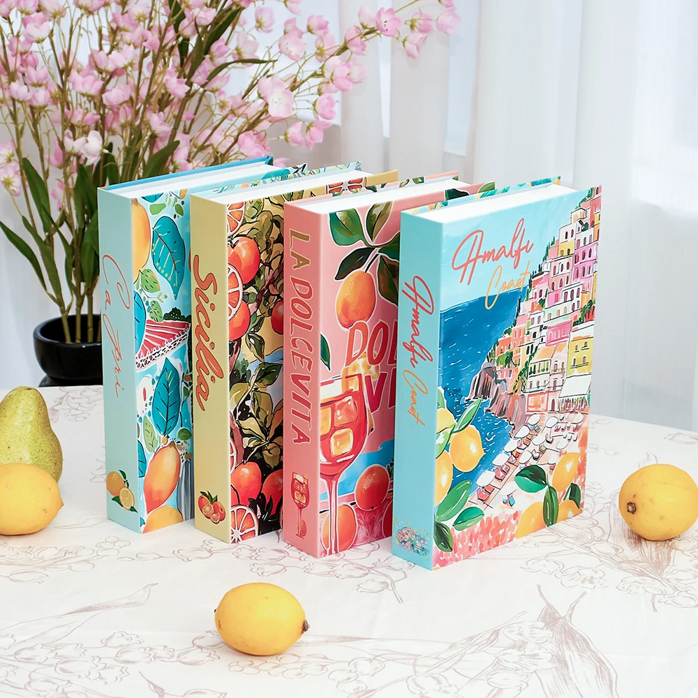 Colorful Travel Series Fake Book Boxs For Home Decor Coffee Table Ornaments Fashion Decoration Book for Living Room Amalfi Italy