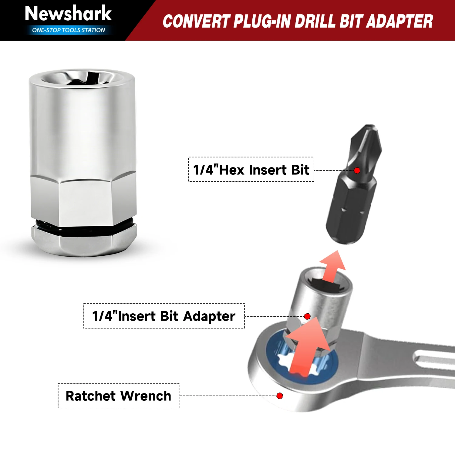 1/2" 1/4" 3/8" Vierkant-Adapter mit Rutschfestem Design für Sichere Befestigung und Hochdrehmoment-Anwendungen – Detail 4