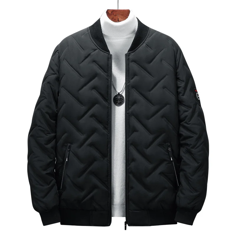 High-quality 2025 new men's casual cotton jackets with down cotton and steel embossed patterns are highly recommended solid coat
