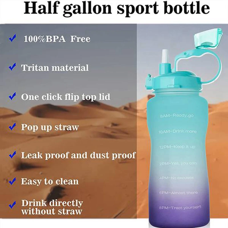 Tritan Gallon Water Bottle 3.8L With Unique Timeline Measurements Goal BPA Free Sports Portable Gym Jug