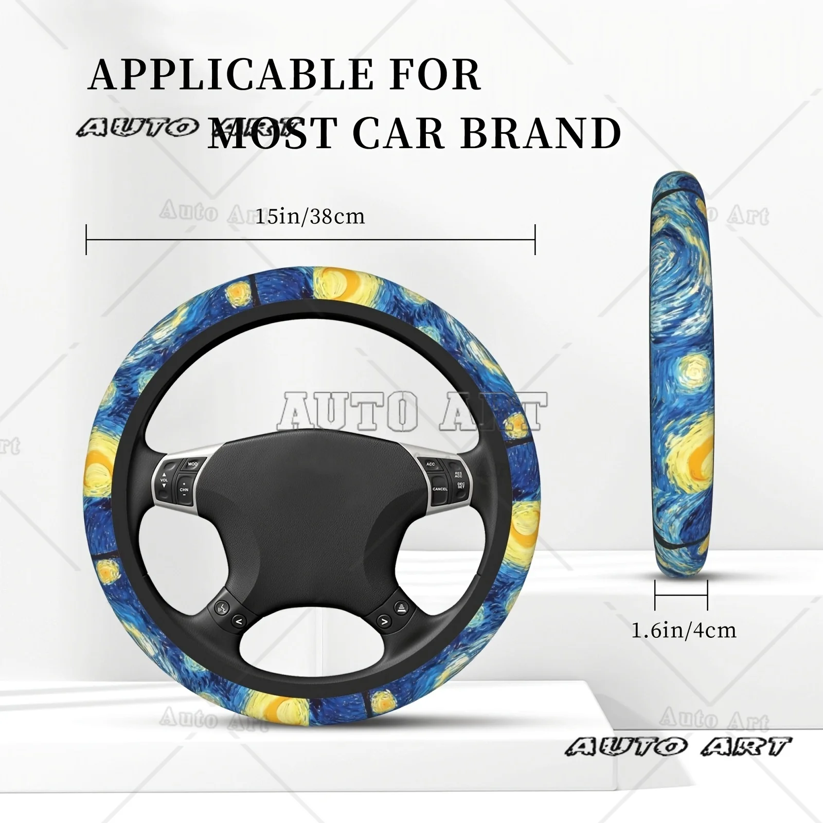 Starry Sky Art Steering Wheel Cover Universal 15-Inch for Men And Women Suitable for Cars   Starry Sky Art Car Interior Addition