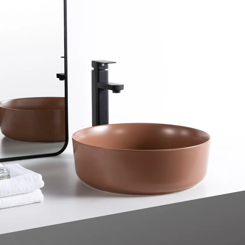 High Quality Light Grey European Style Hotel Use Ceramic Bathroom Sink Countertop Mounted Easy to Clean