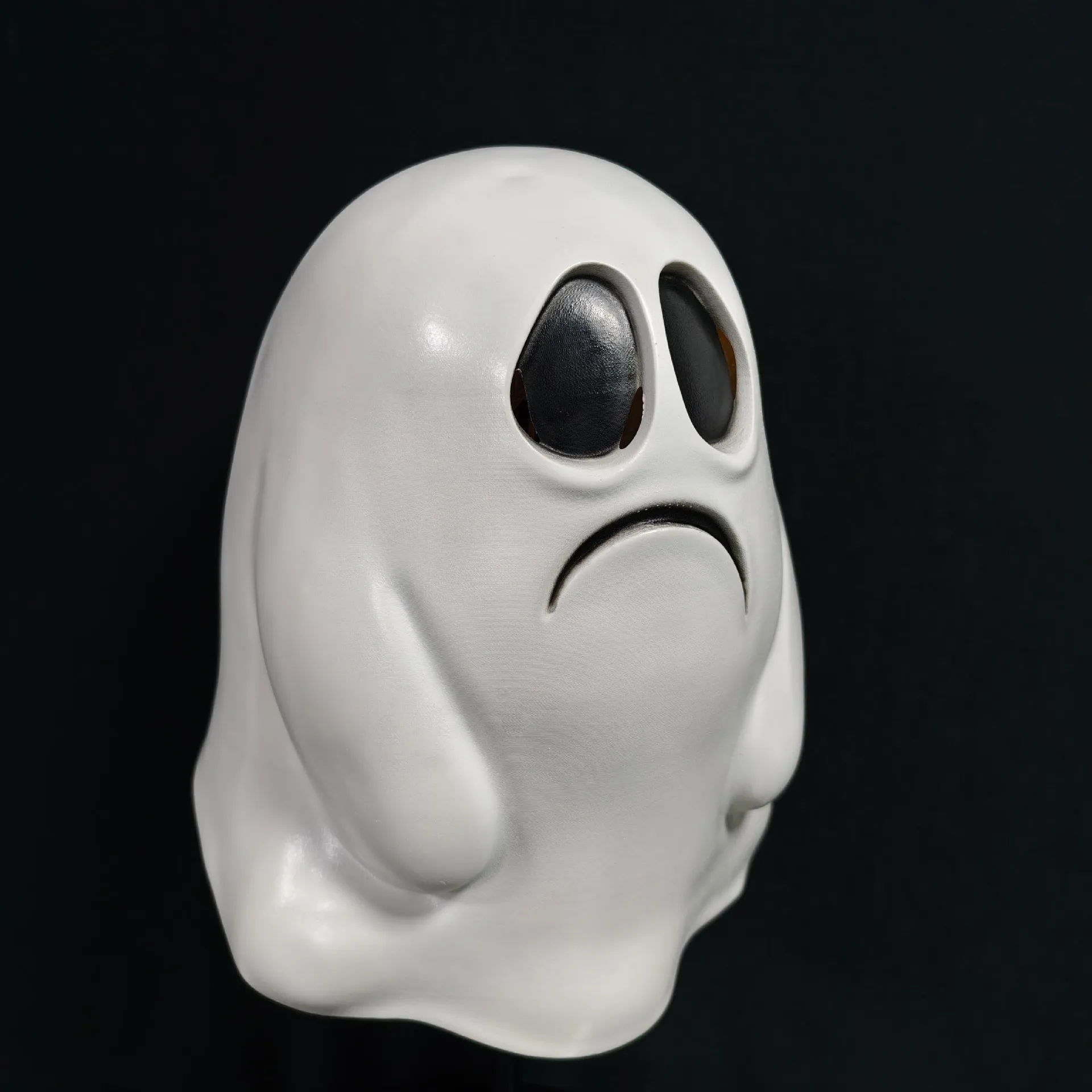 White Sad Ghost Latex Mask Minimalist Grimace Headpiece Halloween Party Escape Room Murder Mystery Game Costume Prop One Size
