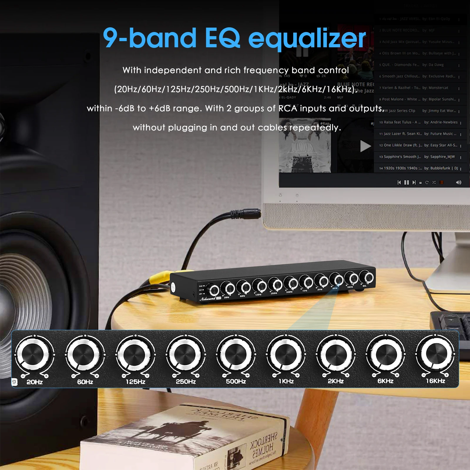 Hifi eq9 9-Band Stereo EQ Vorverstärker Analog Vorverstärker Equalizer Audio-Prozessor für Zuhause/Auto – Detail 3