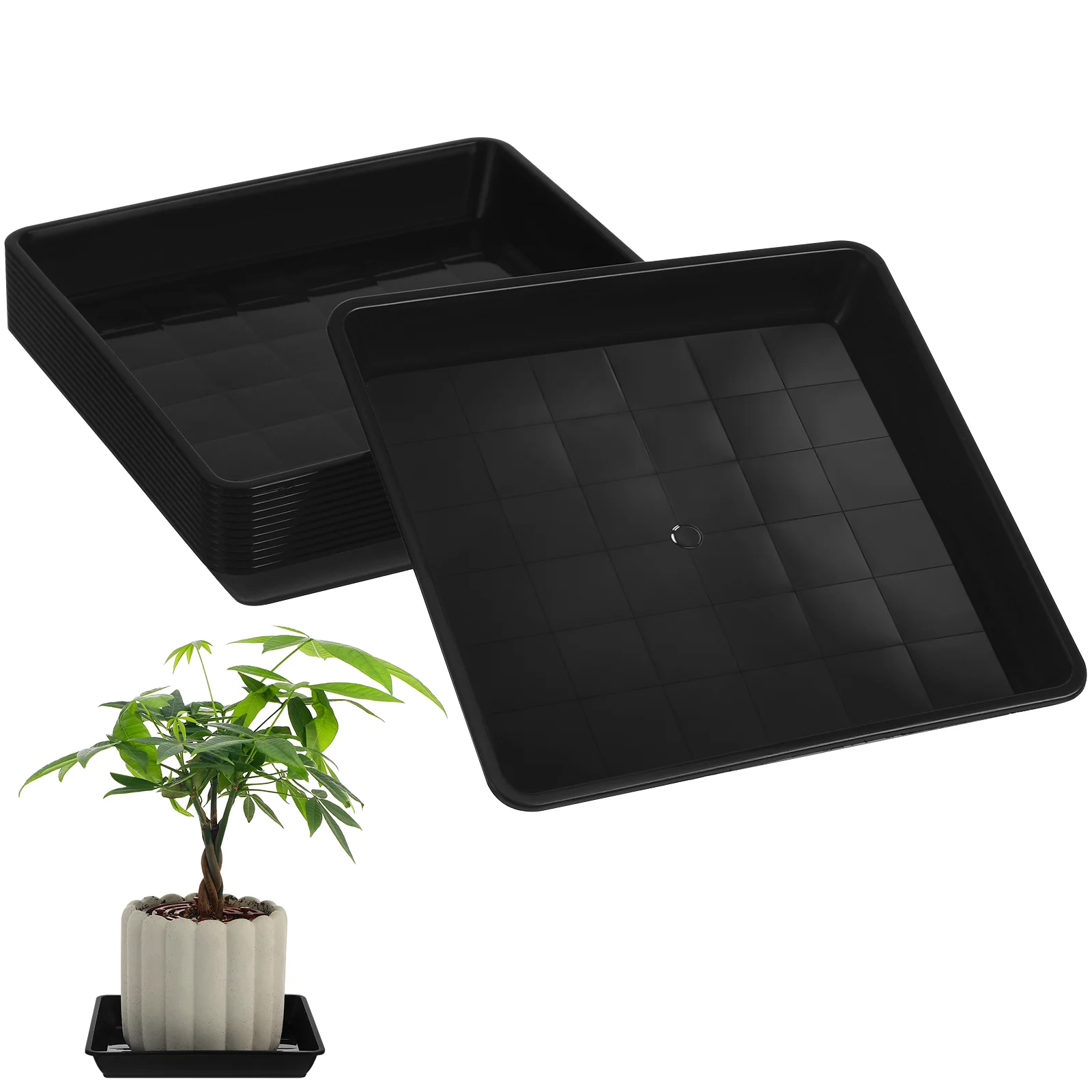 

Black Square Plant Saucer Flower Pot Tray Pots Plastic Container Base Pebble Bonsai Plates Watering Can Outdoor